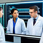 Personalized Medicine**

"A diverse group of doctors and scientists in a modern laboratory, analyzing DNA sequences on computer screens, fully clothed in professional attire, safe for work, appropriate content, perfect anatomy, natural proportions, representing personalized medicine, modest, professional environment, DNA helix in the background, high-quality rendering."

**