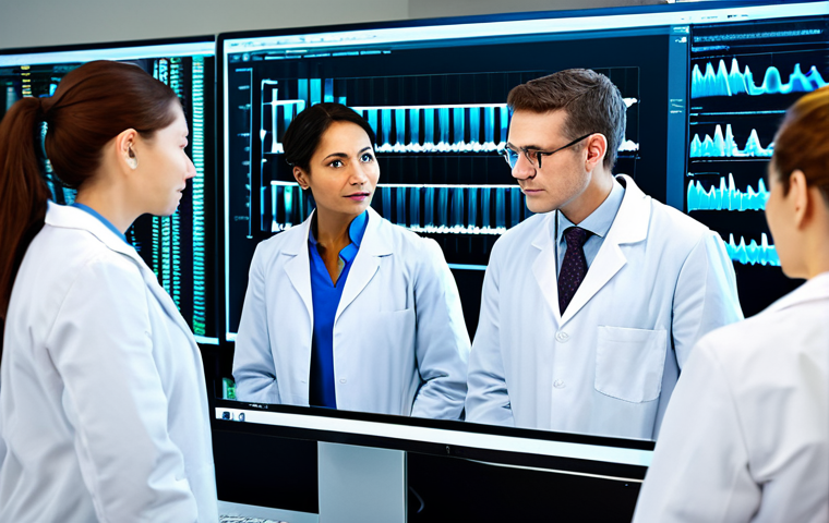 Personalized Medicine**

"A diverse group of doctors and scientists in a modern laboratory, analyzing DNA sequences on computer screens, fully clothed in professional attire, safe for work, appropriate content, perfect anatomy, natural proportions, representing personalized medicine, modest, professional environment, DNA helix in the background, high-quality rendering."

**