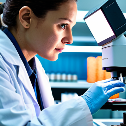 나노 의학 - **

"A researcher in a clean lab coat, examining glowing nanoparticles under a microscope, focused o...