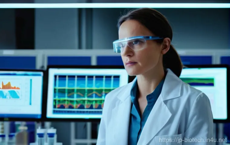 바이오 의약품 가격 정책 - **Prompt:** A focused and determined female pharmaceutical research scientist, in her late 30s, stan...