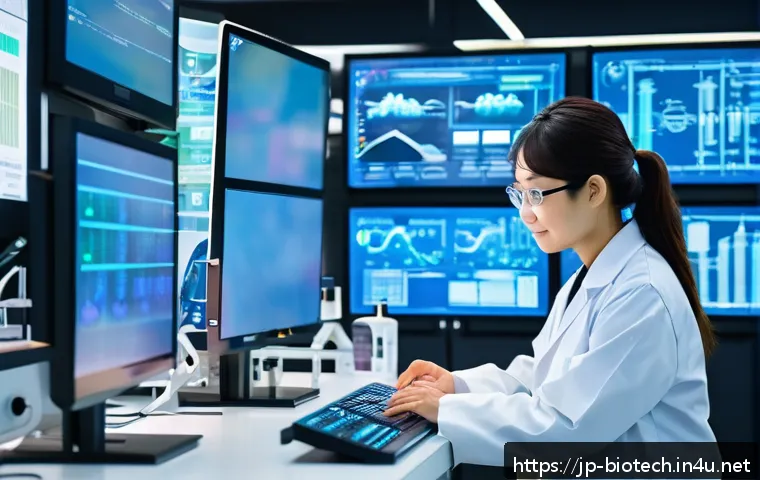 제약회사와 바이오테크 회사 차이 - A modern pharmaceutical research laboratory scene in Japan, showcasing scientists in white lab coats...